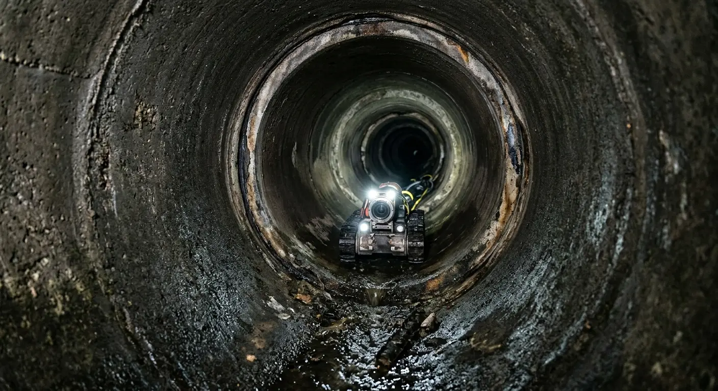 Robotic sewer camera inspecting pipe interior for Drain Snake Service in North Auburn
